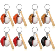 Breloc din piele PU cu mănușă de baseball și bâtă de lemn, asistent de gestionare a cheilor impermeabil pentru iubitorii de design creativ,