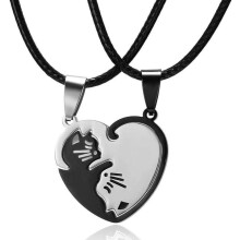 Exquisite Gift Bag Jewelry Set, Perfect Gift for Best Friends, Matching Necklaces for Couples with Cat Yin Yang Puzzle Pendant, Unique Design Symbol o