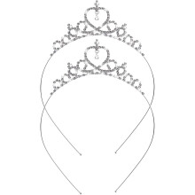 Delicate Wedding Tiara, Heart Shaped Design, Crystal Rhinestones Crown for Women and Girls over 3 Years Old, Comfortable Wearing Experience, Adjustabl
