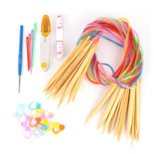 Circular Knitting Needles Set Variety Sizes Bamboo Wood Double Pointed Flexible Needles With Smooth Durable Tips For Handmade Diy Projects Comfort