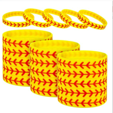 Red Stitching Leather For Various Sports, Usa Invention Elastic Straps Adjustable And Durable, Silicone Sports Bracelets Perfect For Fastpitch Fashion