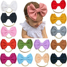 Faixas de cabelo de nylon para bebês com laços, acessórios de cabelo elásticos, material confortável, faixas de cabeça elásticas, charmosas e