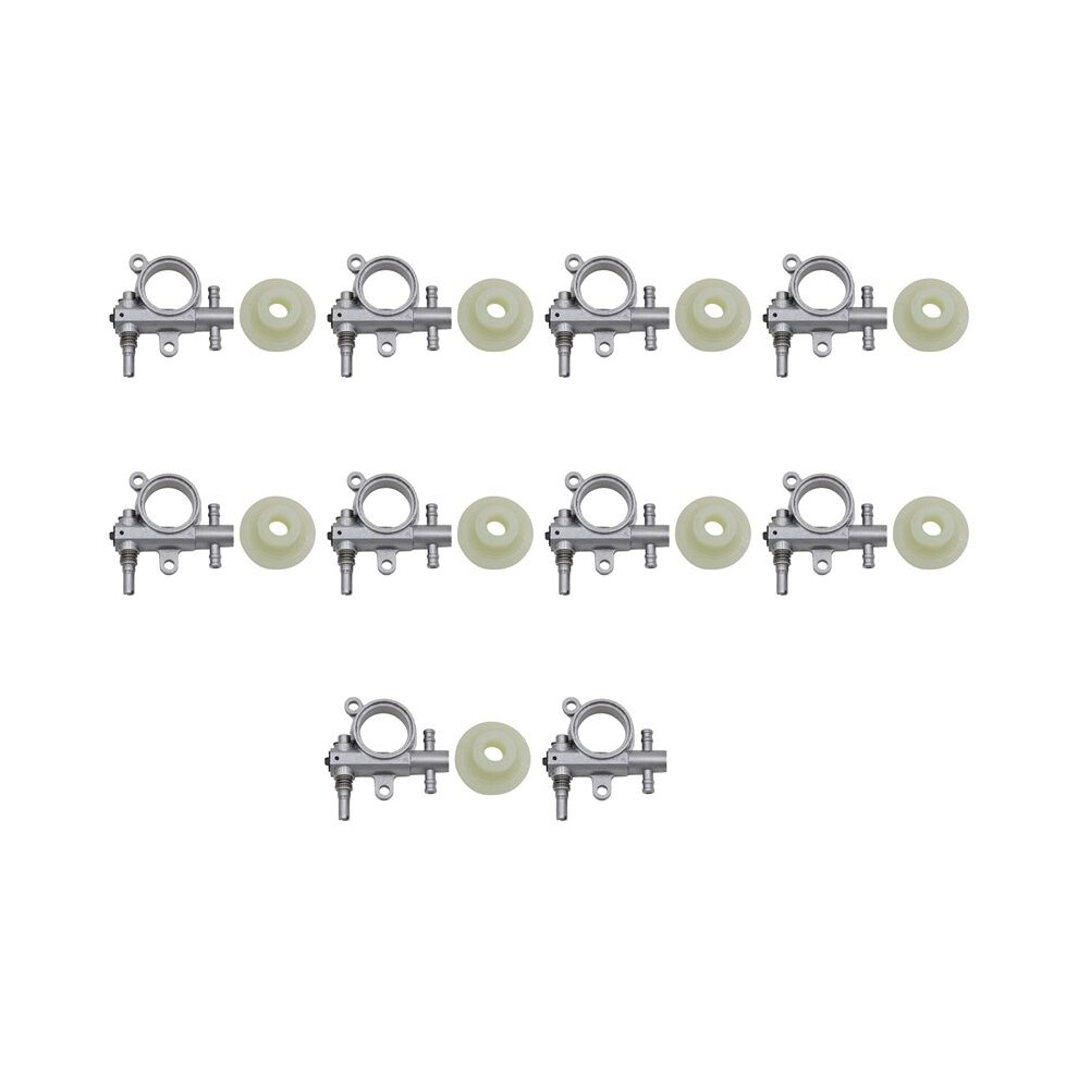 10Set 2500/3800 Chainsaw Spare Parts Chainsaw Oil Pump With Worm Drive Gear Fit For Chain Saw 25Cc/38Cc Silver 6031847131224
