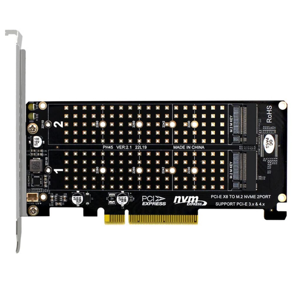Nvme Pcie Expansion Card Dual M.2 Nvme Ssd Adapter Speed X8 Splitter Upgrade 9199774188753