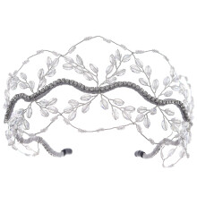 Haarrebe für Damen, Vintage-Haarschmuck mit schwarzen Strassperlen, verstellbar, mit exquisitem und einzigartigem Design, handgefertigter