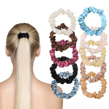 Zijden satijnen scrunchies, zachte haarelastiekjes voor vrouwen en meisjes, elastische paardenstaarthouders met glanzende satijnen stof, lichtgewicht