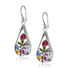 L'amore senza tempo della natura, orecchini ipoallergenici con veri fiori secchi, regalo personalizzato di gioielli simbolici a forma di goccia