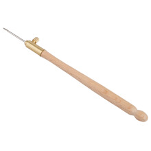 Agujas intercambiables, aguja de ganchillo para bordar, herramienta de abalorios con mango de madera para punto de cadeneta y bordado francés, kit