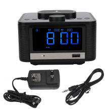 Radio-réveil Bluetooth pour chambre, réveil numérique, luminosité réglable, radio FM, sons de la nature, chargeur USB, haut-parleurs stéréo