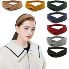 Fasce elastiche per capelli da donna, fascia per capelli annodata morbida antiscivolo con design a maglia a coste larghe, accessorio per capelli