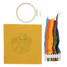 Sticken-Set mit bedrucktem Stickmuster für Sonnenblumen & Weizenfeld, 16,3 cm Rahmen