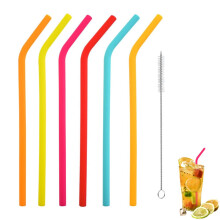 6 Pcs Silicone Reusable Straws with Cleaning Brush, Flexible for Hot and Cold Drinks, MultiColor