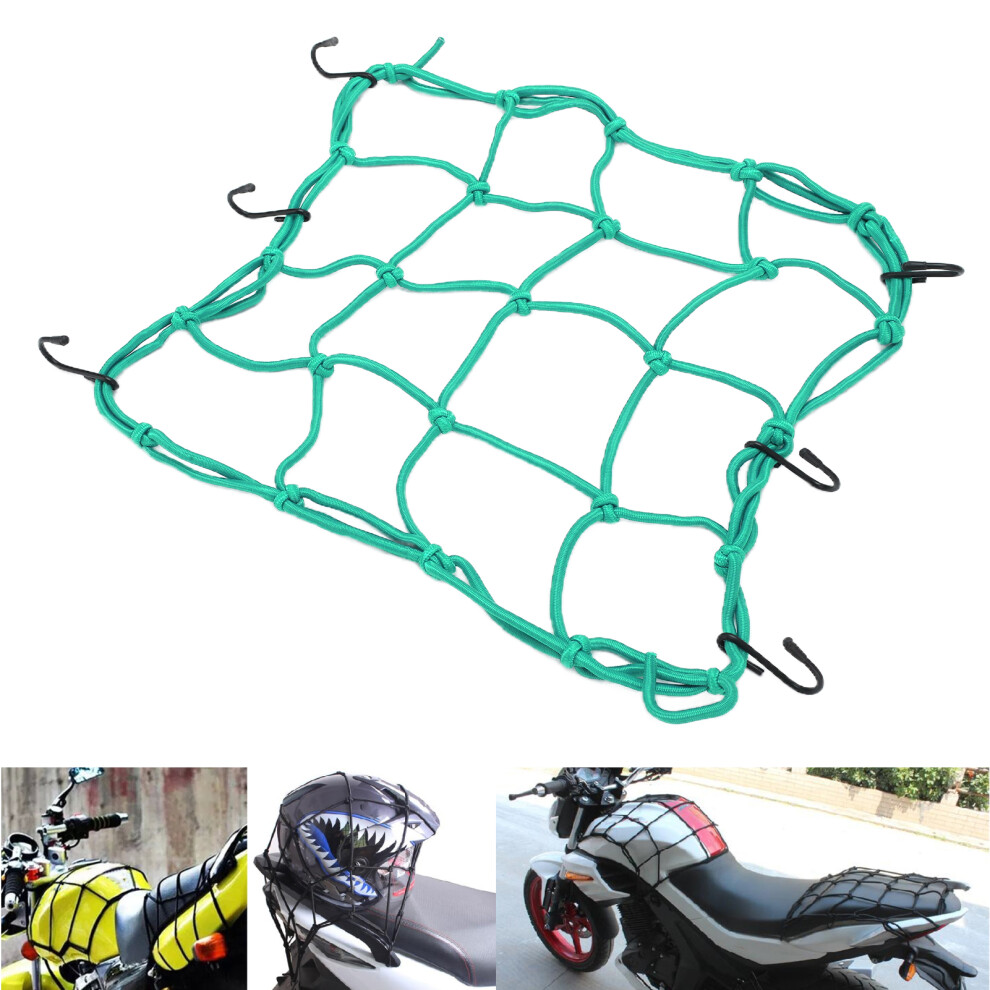 Tough Nylon Cargo Net With Hooks, 30X30cm For Bikes & Motors Green 7901377304001