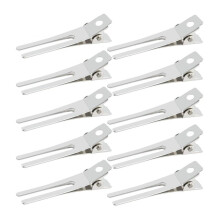 Double Prong Curl Clips, Metal Hair Accessories With Smooth Surface For Damage-Free Styling, Perfect for Salon Or DIY Creations (1.8", Silver)