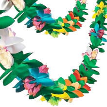 Tropiske hibiskusdekorationer, livlige frynser med snor tilføjer farve til sommerfødselsdagsfest, 2 stk. 9 tommer flerfarvede vævsblomsterblade