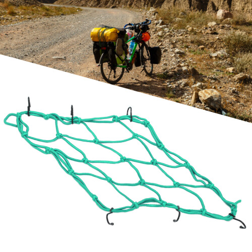 Nylon Cargo Net 30x30cm with Hooks for Bikes, Motorcycles, EVs—Green