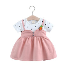 Polka Dot Toddler Dress for Girls, Soft Fabric Sweet Design with Carrot Decor, Lace Fly Sleeves Striped Jersey Dresses, Classic Design Comfortable to