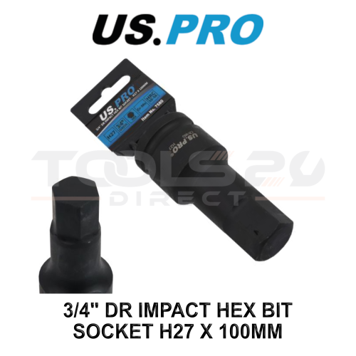us pro US PRO Tools 3/4" Dr Impact Hex Bit Socket H27 x 100mm CR-MO 7580