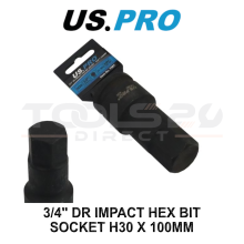 US PRO Tools 3/4" Dr Impact Hex Bit Socket H30 x 100mm CR-MO 7581