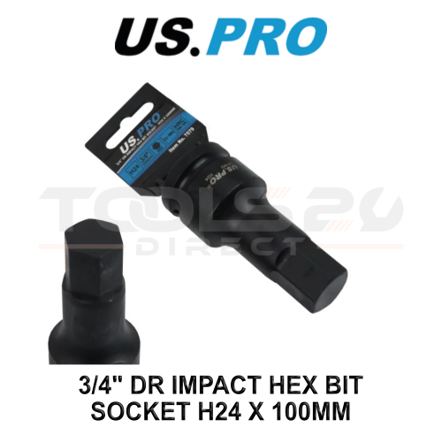us pro US PRO Tools 3/4" Dr Impact Hex Bit Socket H24 x 100mm CR-MO 7579