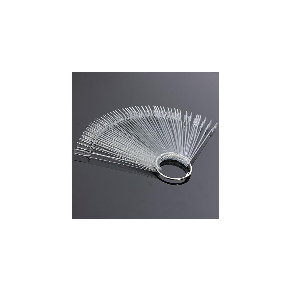 Transparent Nail Tips, 50Pcs Medium Almond Shape Acrylic Material For Nail Art Display, Includes Split Ring Holder, Gel Polish Swatch Tools For Profes
