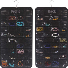 Eleganter Schmuckorganizer zum Aufhängen, aus Polyester-Vliesstoff mit transparenten Taschen für Kleiderschrank oder Reisen, faltbare Schmucktasche