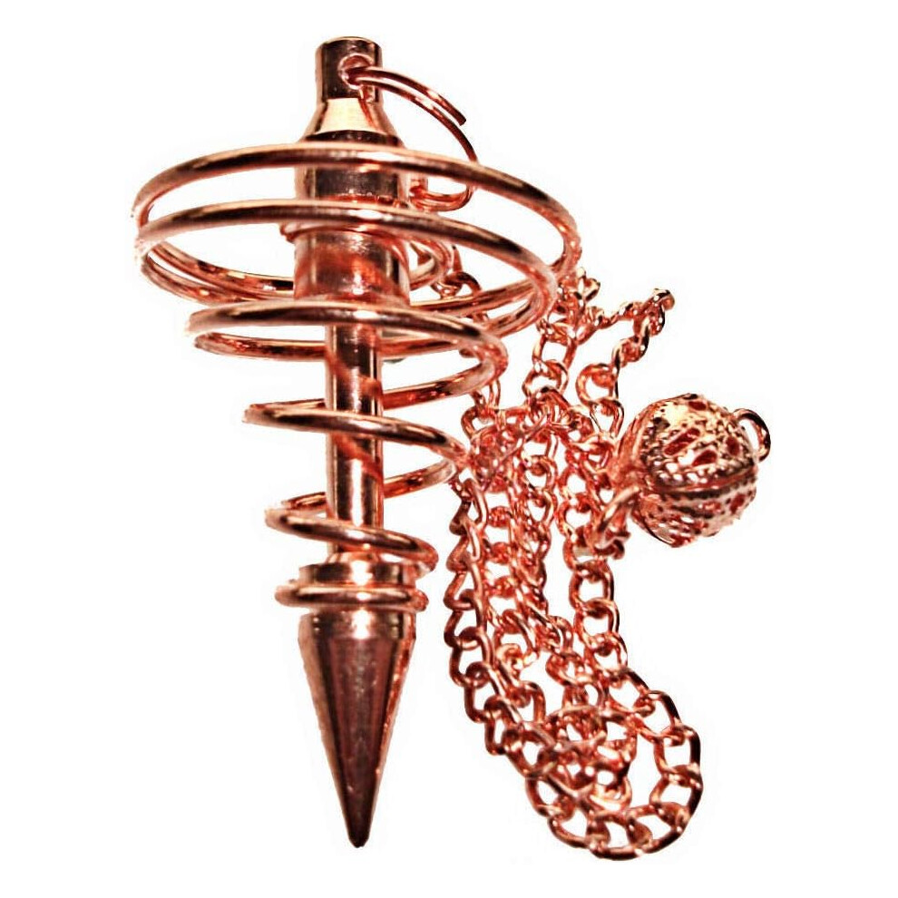 Divination Pendulum Copper Metal, Spiritual Healing Dowsing Tool for Chakra Testing and Energy Balancing, Spiral Cone Shape Meditation Pendant for Int