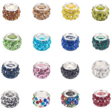 Crystal Charm Beads for Snake Chain Charms, European Style Beads, Large Hole Spacer Beads for DIY Jewelry Making (100pcs)