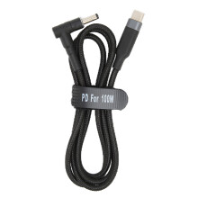 Krachtige en draagbare laptoplader met haakse USB-C-ingang en gelijkstroomuitgang, voor snel en gemakkelijk opladen van laptops in beperkte ruimtes