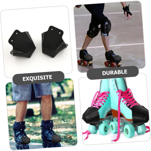 Leather Roller Skate Toe Guards 2Piece Set, WearResistant Protective Covers, Adjustable Toe Stop Compatibility, Black 1