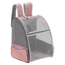 Pet Carrier Backpack with Breathable Mesh and Safety Strap for Cats and Small Dogs, Foldable Pink