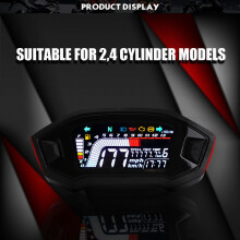 Motorcycle 6-Level Fuel Gauge Odometer LCD Tachometer 199km/h