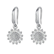 Sparkling Dangle Earrings in 925 Sterling Silver, Fashion for Daily Wear Handmade Sparkly Earrings with Cubic Zirconia, Lightweight Drop Earrings Suit