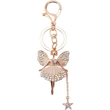 Porte-clés en alliage plaqué or, pendentif en cristal scintillant avec breloque jambe oscillante et design tendance pour sac à main, porte-clés