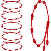 Handgemaakt rood koord amulet voor geluk, 7-knoops beschermende armband, verstelbare rode koordarmband voor geluk en succes, comfortabel, verstelbaar