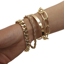 Armbandsset för kvinnor, armband med lager, elegant armband, enkelt armbandsset i legering, punkarmband för kvinnor, justerbart armbandsset,