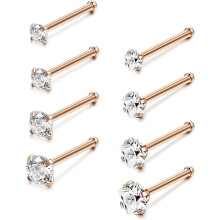Joyería para piercings nasales, pendientes nasales de acero inoxidable quirúrgico, juego de anillos nasales de circonita cúbica con tornillo en