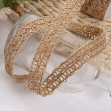 Corde de jute classique et vintage pour loisirs créatifs, bordure en dentelle de jute naturelle à longueur ajustable, décoration rustique pour