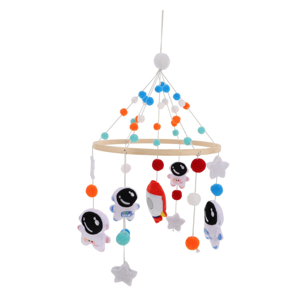 Handmade Crib Mobile Space Themed Felt Rocket Astronaut With Soft Chime Melody For Nursery Decoration And Soothing Sleep
