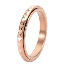 Fidget Rings for Anxiety Relief, Triangle Style Stainless Steel Ring with Rose Gold Finish and Rhomboid Lattice Texture, Stackable Ring with Rotary De