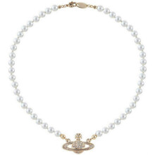 Choker Necklace For Women, Artificial Pearl Necklace With Saturn Charm And Vintage Design Hand-Picked Pearls, Dainty Rhinestone Necklace Dinner Party