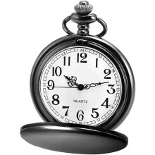 Detachable Chain Quartz Pocket Watch, Luminous Hands Classic Design Vintage Pocket Watch with Arabic Numerals, Smooth Case Easy to Read Dial Pocket Wa