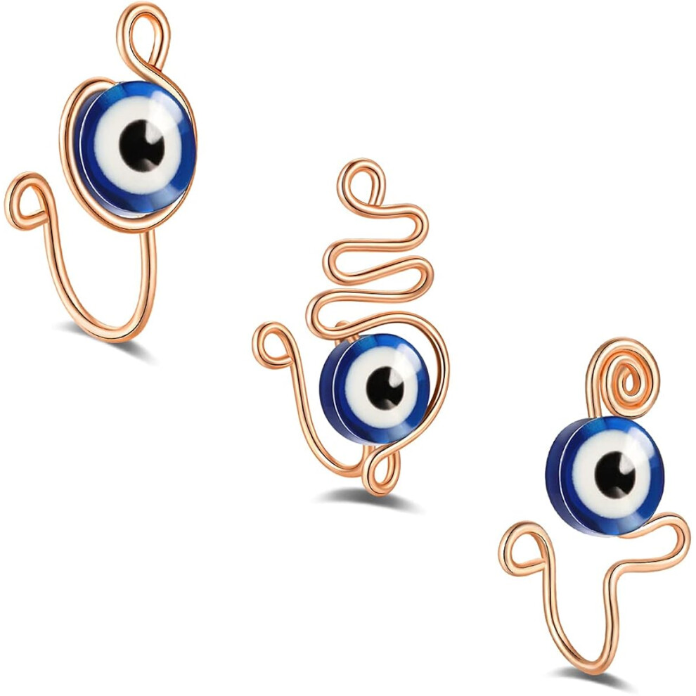 Non Piercing Nose Cuff with Evil Eye Charm, Adjustable Fake Nose Rings Clip on Design, Handmade African Nose Cuff Using Nickel and Lead Free Tarnish R
