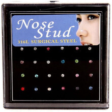 Nose Studs Set, Surgical Steel Nose Stud Hypoallergenic Nose Piercing Jewelry - Multicolor Crystal Shiny Cubic Zirconia Nose Rings for Nostril Ear Car