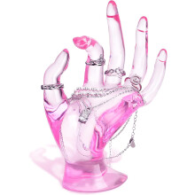 Smykkeholder: Smykkedisplayholder, Preppy rumindretning, OK hånddesign, stilfuld smykkeorganisator, gennemsigtigt harpiksmateriale til Y2K-æstetik,
