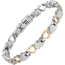 Titanium Steel Magnetic Bracelet for Women, Lymphatic Drainage Ring with Solid Pure Copper Jewelry for Arthritis Relief, Adjustable Anklet with Heart