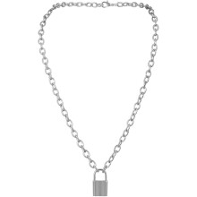 Personalized Jewelry for Her, Gold Plated Stainless Steel Adjustable Chain with Padlock Pendant, Minimalist Dainty Necklace Hypoallergenic Tarnish Res
