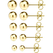 Edelstahl-Ohrringkollektion, Kugelohrstecker, hypoallergene Ohrringe für empfindliche Haut, nickelfreier Körperschmuck mit hochglanzpolierter