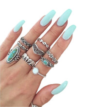 Boho prsteny pro ženy s krystaly, které lze stohovat na špičky prstů, s vintage designem a hypoalergenní slitinou šetrnou k pokožce.