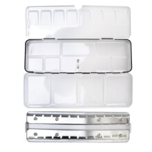 Kit de acuarelas de viaje, lata metálica para acuarelas, paleta plegable con recipientes extraíbles, superficie esmaltada antideslizante,